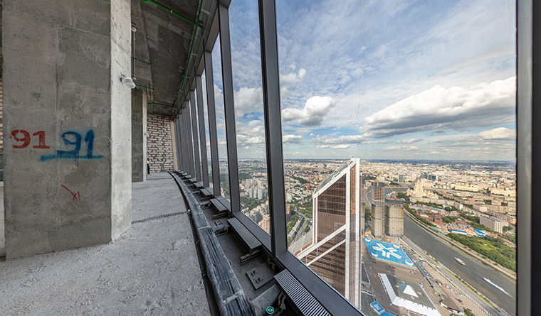 3D панорама по помещении на 91 этаже в башне Федерация в Москва Сити